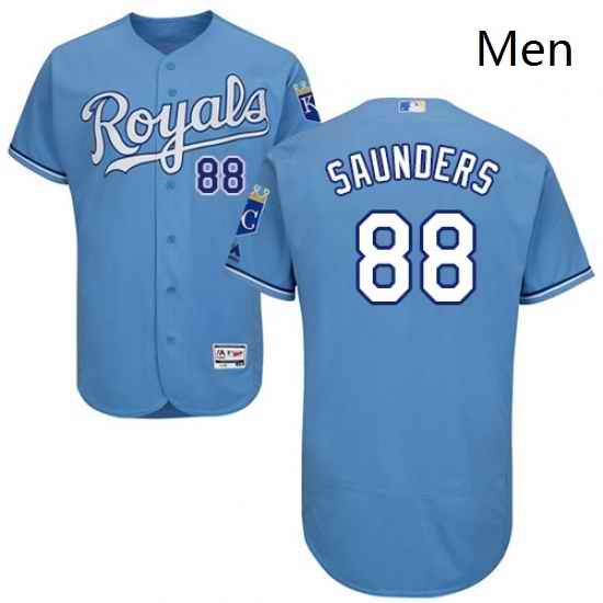 Mens Majestic Kansas City Royals 88 Michael Saunders Light Blue Alternate Flex Base Authentic Collection MLB Jersey